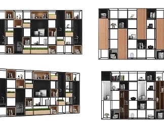 现代书架3D模型下载