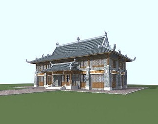 中式古建3D模型下载