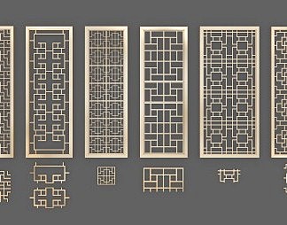 新中式隔断3D模型下载