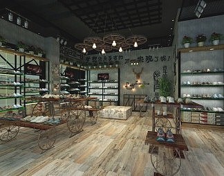 工业LOFT鞋店3D模型下载