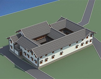 中式四合院3D模型下载