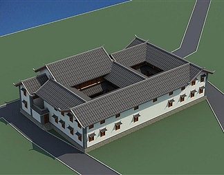 中式四合院3D模型下载