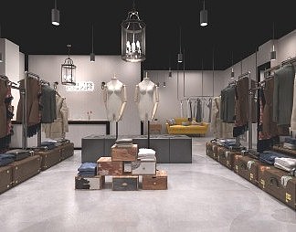 工业LOFT服装店3D模型下载