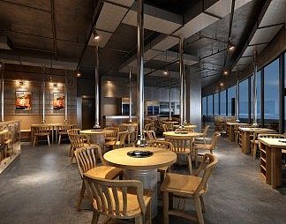 工业LOFT烤肉店3D模型下载