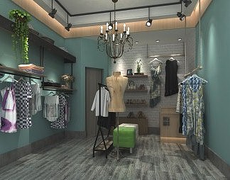 工业LOFT服装店3D模型下载