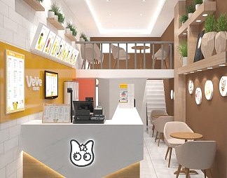 北欧奶茶店3D模型下载