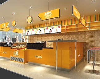 现代奶茶店3D模型下载