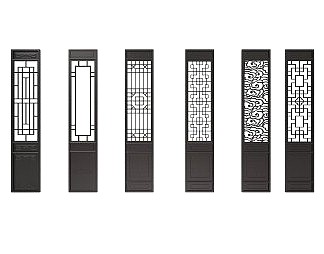 中式隔断3D模型下载