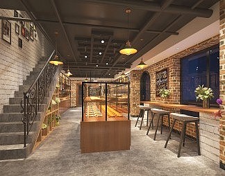 工业LOFT面包店3D模型下载