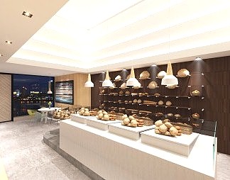 现代面包店3D模型下载