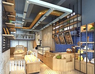 工业LOFT面包店3D模型下载