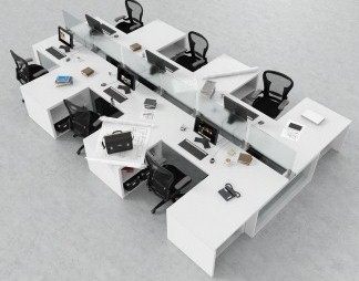 现代办公桌椅3D模型下载