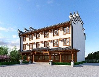 中式建筑3D模型下载