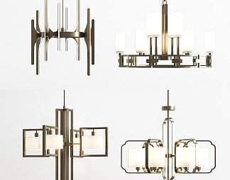 新中式吊灯3D模型下载