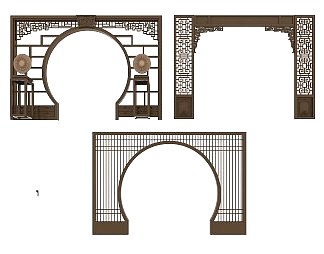 中式门洞3D模型下载