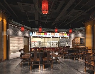 中式火锅店3D模型下载