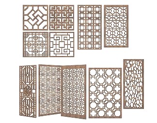中式隔断3D模型下载