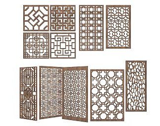 中式隔断3D模型下载