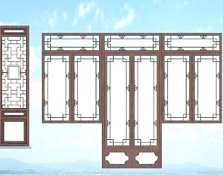 中式镂花窗3D模型下载