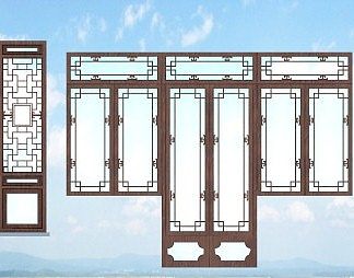 中式镂花窗3D模型下载