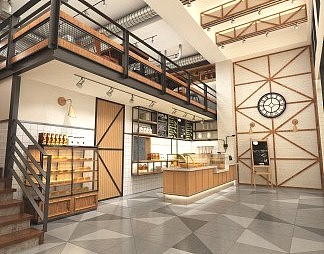 工业LOFT蛋糕店3D模型下载