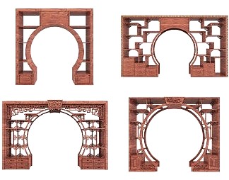 中式博古架3D模型下载