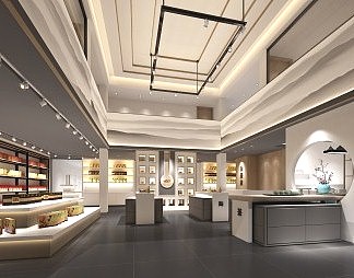 新中式茶叶店3D模型下载