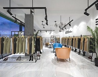 工业LOFT服装店3D模型下载