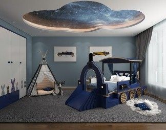现代儿童房3D模型下载