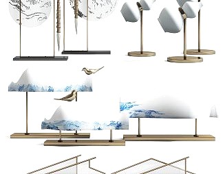 新中式摆件组合3D模型下载