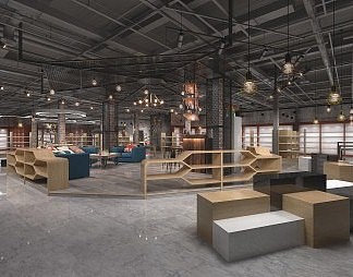 工业LOFT展厅3D模型下载