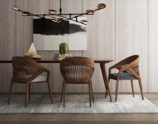 北欧餐桌椅组合3D模型下载