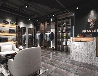 工业LOFT服装店3D模型下载