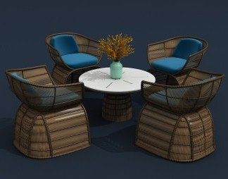 东南亚桌椅组合3D模型下载