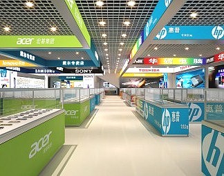 现代店面3D模型下载