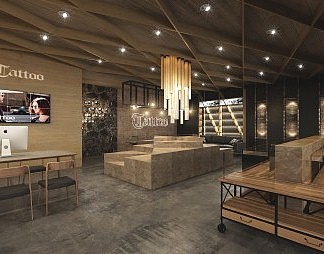 工业LOFT眼镜店3D模型下载