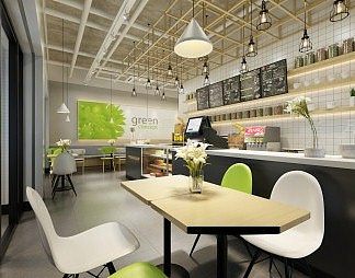 工业LOFT奶茶店3D模型下载