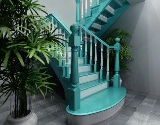 新中式楼梯3D模型下载