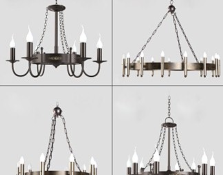 美式吊灯3D模型下载