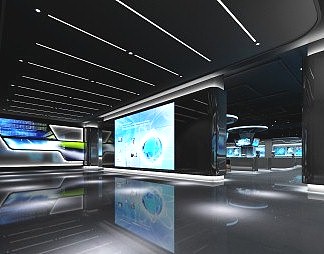 现代展厅3D模型下载