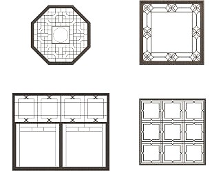 新中式镂花窗3D模型下载