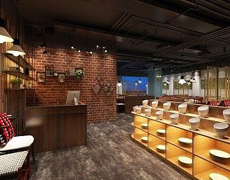 工业LOFT火锅店3D模型下载