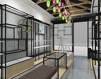 工业LOFT鞋店3D模型下载