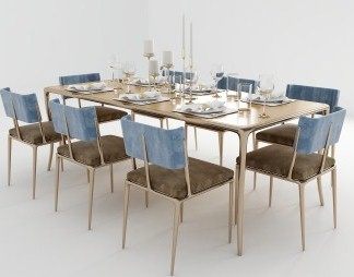 后现代餐桌椅组合3D模型下载