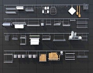 现代置物架3D模型下载