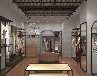 工业LOFT服装店3D模型下载