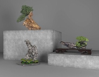 新中式盆景3D模型下载