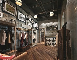 工业LOFT服装店3D模型下载