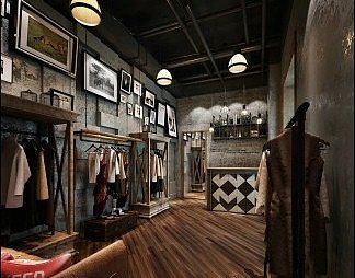 工业LOFT服装店3D模型下载