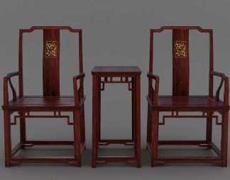 中式扶手椅3D模型下载